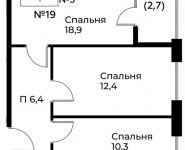 3-комнатная квартира площадью 61.1 кв.м, д.1 | цена 6 800 430 руб. | www.metrprice.ru