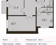 2-комнатная квартира площадью 57 кв.м, Ельнинская ул., 14 | цена 10 582 775 руб. | www.metrprice.ru