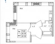 1-комнатная квартира площадью 39.7 кв.м, Дружбы, 43 | цена 3 791 350 руб. | www.metrprice.ru