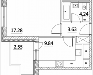 1-комнатная квартира площадью 37.54 кв.м, Лазоревый пр., 3 | цена 8 268 410 руб. | www.metrprice.ru