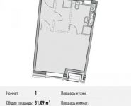 1-комнатная квартира площадью 31.1 кв.м, Береговой пр., ВЛ5 | цена 5 596 200 руб. | www.metrprice.ru