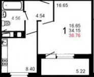 1-комнатная квартира площадью 36 кв.м, Железнодорожный пр., 15 | цена 2 960 000 руб. | www.metrprice.ru