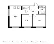 2-комнатная квартира площадью 61.89 кв.м, Сельскохозяйственная ул, 35 | цена 14 141 865 руб. | www.metrprice.ru