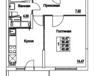 1-комнатная квартира площадью 37.66 кв.м, 2-я Муравская | цена 5 371 521 руб. | www.metrprice.ru