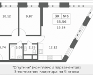 3-комнатная квартира площадью 65.56 кв.м, Мякининское шоссе, 4 | цена 7 316 496 руб. | www.metrprice.ru