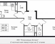 2-комнатная квартира площадью 60.12 кв.м, Калужское шоссе, 51 | цена 4 354 943 руб. | www.metrprice.ru