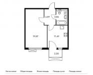 1-комнатная квартира площадью 40.54 кв.м, Складочная ул, 6к6 | цена 9 648 520 руб. | www.metrprice.ru