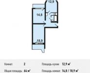 2-комнатная квартира площадью 64 кв.м,  | цена 4 422 400 руб. | www.metrprice.ru