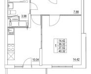 1-комнатная квартира площадью 37.52 кв.м, 2-я Муравская | цена 5 188 925 руб. | www.metrprice.ru