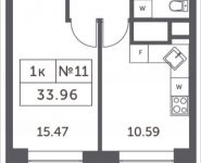 1-комнатная квартира площадью 33.96 кв.м, Мякининское шоссе, 4, корп.4 | цена 3 488 710 руб. | www.metrprice.ru