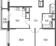 2-комнатная квартира площадью 59.8 кв.м,  | цена 6 661 720 руб. | www.metrprice.ru