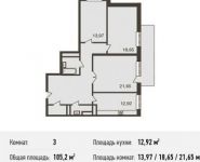 3-комнатная квартира площадью 105.2 кв.м, Мичуринский пр-кт, 26 | цена 29 245 600 руб. | www.metrprice.ru