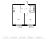 1-комнатная квартира площадью 39.4 кв.м,  | цена 4 188 220 руб. | www.metrprice.ru