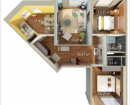 3-комнатная квартира площадью 80.07 кв.м, Садовая, 3, корп.1А | цена 4 329 269 руб. | www.metrprice.ru