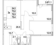 3-комнатная квартира площадью 76.9 кв.м, 2-я Муравская | цена 10 464 552 руб. | www.metrprice.ru