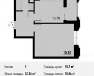 1-комнатная квартира площадью 42.3 кв.м, Берзарина ул., 28 | цена 7 854 824 руб. | www.metrprice.ru