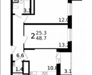 2-комнатная квартира площадью 48 кв.м, Колпакова ул., 44 | цена 3 993 157 руб. | www.metrprice.ru