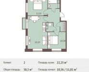 2-комнатная квартира площадью 58.3 кв.м,  | цена 5 311 130 руб. | www.metrprice.ru