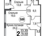 2-комнатная квартира площадью 80.1 кв.м, проезд Серебрякова, 11-13к1 | цена 13 748 008 руб. | www.metrprice.ru