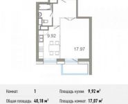 1-комнатная квартира площадью 40.2 кв.м, Спасская ул., 9 | цена 4 781 420 руб. | www.metrprice.ru