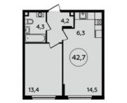 2-комнатная квартира площадью 42.7 кв.м, Сервантеса улица, д.1к1 | цена 5 895 497 руб. | www.metrprice.ru
