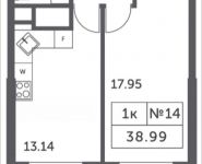 1-комнатная квартира площадью 38.99 кв.м, Мякининское шоссе, 4, корп.6 | цена 4 007 392 руб. | www.metrprice.ru