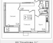2-комнатная квартира площадью 61.97 кв.м, Михайлова, 31, корп.31 | цена 9 839 225 руб. | www.metrprice.ru