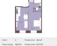 1-комнатная квартира площадью 38.47 кв.м,  | цена 3 539 240 руб. | www.metrprice.ru