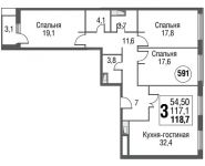 3-комнатная квартира площадью 119 кв.м, проезд Серебрякова, 11-13к1 | цена 19 668 439 руб. | www.metrprice.ru