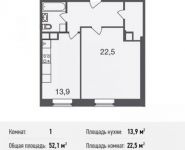 1-комнатная квартира площадью 52.1 кв.м, Весенняя ул., 4 | цена 4 875 258 руб. | www.metrprice.ru