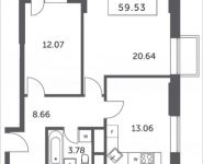 2-комнатная квартира площадью 59.53 кв.м, Мякининское шоссе, 4, корп.6 | цена 6 361 375 руб. | www.metrprice.ru