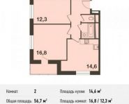 2-комнатная квартира площадью 56.7 кв.м, Новотушинская ул. | цена 5 000 940 руб. | www.metrprice.ru