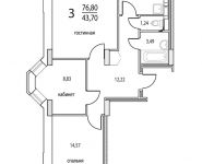 3-комнатная квартира площадью 76.8 кв.м в ЖК "Восточный Берег", 3 микрорайон, д.6 | цена 3 832 320 руб. | www.metrprice.ru