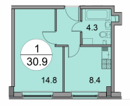 1-комнатная квартира площадью 30.9 кв.м, ул. Чехова, 6 | цена 1 560 450 руб. | www.metrprice.ru