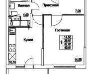 1-комнатная квартира площадью 37.81 кв.м, 2-я Муравская | цена 5 278 578 руб. | www.metrprice.ru