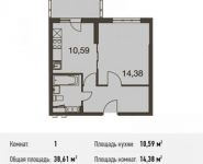 1-комнатная квартира площадью 38.6 кв.м, Родниковая ул. | цена 4 063 492 руб. | www.metrprice.ru