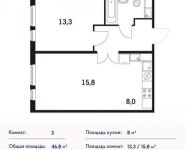 2-комнатная квартира площадью 46 кв.м, Варшавское ш., 141 | цена 7 731 360 руб. | www.metrprice.ru