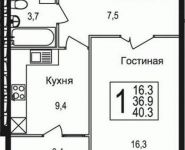 1-комнатная квартира площадью 42.1 кв.м, Щелково платф, 1 | цена 2 871 557 руб. | www.metrprice.ru