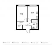 1-комнатная квартира площадью 33.8 кв.м, деревня Саларьево, вл6 | цена 4 160 780 руб. | www.metrprice.ru