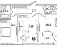 2-комнатная квартира площадью 57.4 кв.м, Рязанский проспект, д.2Б | цена 9 748 471 руб. | www.metrprice.ru