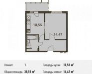 1-комнатная квартира площадью 38.5 кв.м, Центральная ул. | цена 4 490 985 руб. | www.metrprice.ru