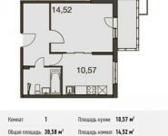 1-комнатная квартира площадью 38.6 кв.м, Родниковая ул. | цена 3 981 186 руб. | www.metrprice.ru