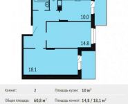 2-комнатная квартира площадью 60.8 кв.м, Лермонтова ул, 10к1 | цена 4 549 200 руб. | www.metrprice.ru