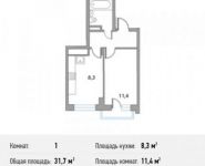 1-комнатная квартира площадью 31.7 кв.м, Ромашковая улица, 22 | цена 2 266 550 руб. | www.metrprice.ru