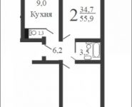 2-комнатная квартира площадью 55 кв.м,  | цена 5 251 650 руб. | www.metrprice.ru