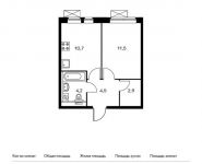 1-комнатная квартира площадью 33.7 кв.м, Киевское шоссе 23-й км, 5к1 | цена 6 965 790 руб. | www.metrprice.ru