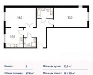 2-комнатная квартира площадью 69 кв.м, Варшавское ш., 141 | цена 9 667 300 руб. | www.metrprice.ru