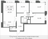 3-комнатная квартира площадью 76.98 кв.м, Раздоры, корп.1 | цена 6 373 944 руб. | www.metrprice.ru