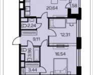 2-комнатная квартира площадью 69.8 кв.м, Ельнинская улица, 13 | цена 12 960 128 руб. | www.metrprice.ru