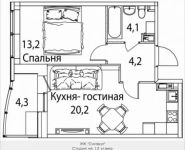 2-комнатная квартира площадью 44 кв.м, улица Николая Химушина, 9к2 | цена 9 261 000 руб. | www.metrprice.ru